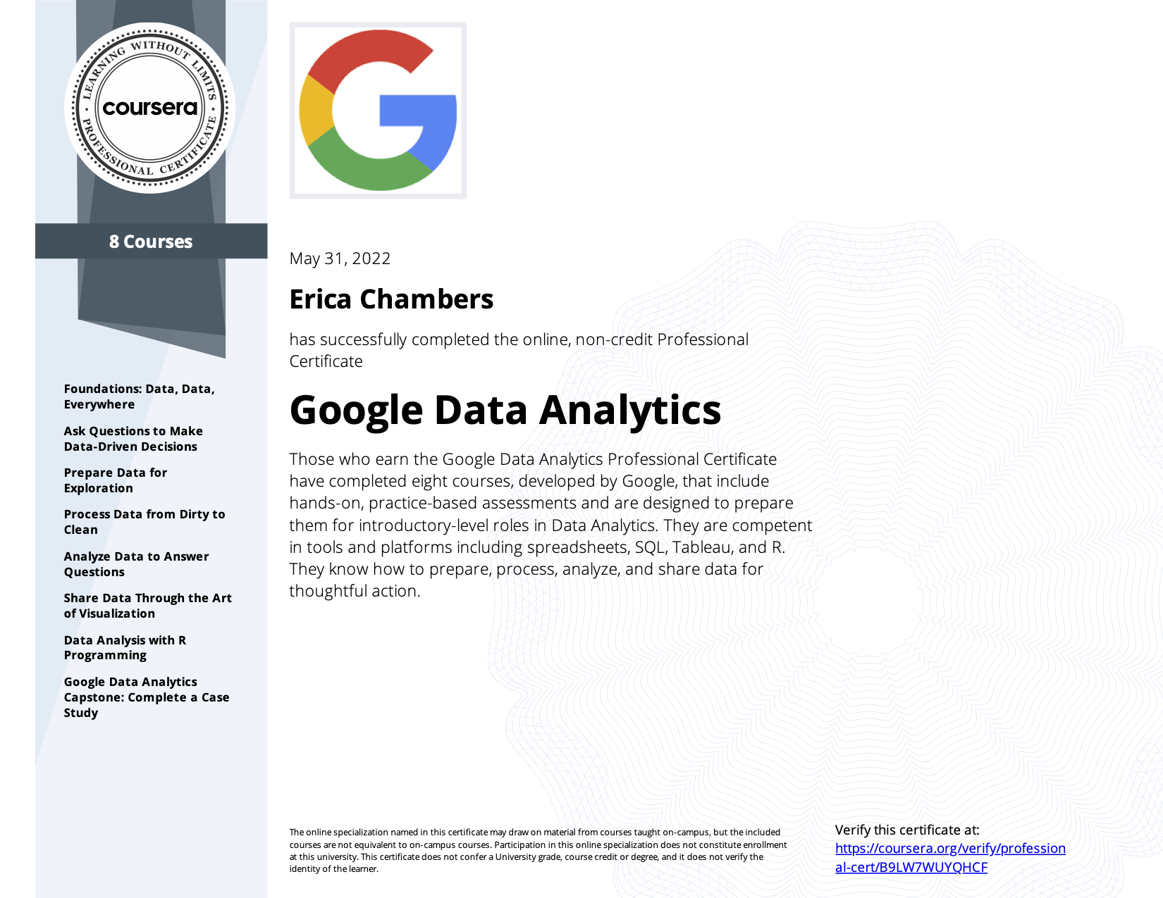 Google Data Analytics Certificate