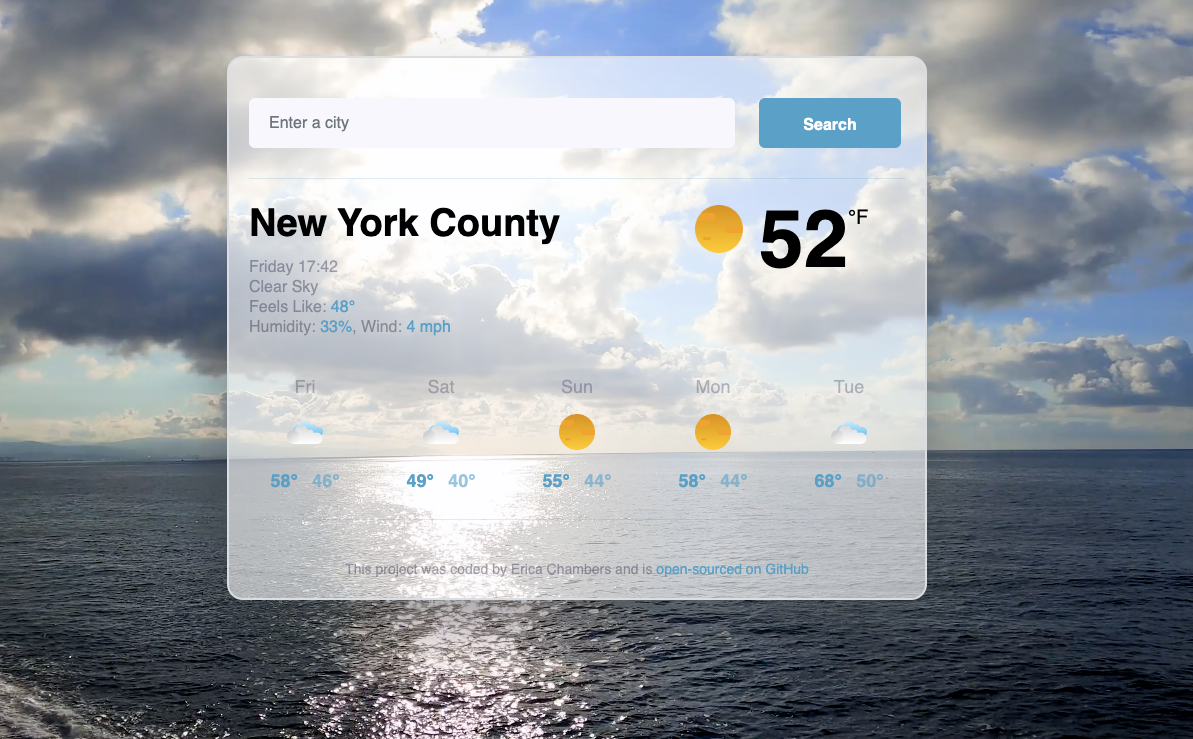 Weather app screenshot